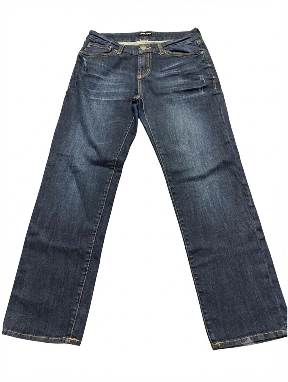 Dear John Dark Wash Straight Leg Jeans Size 28P Distressed Detail